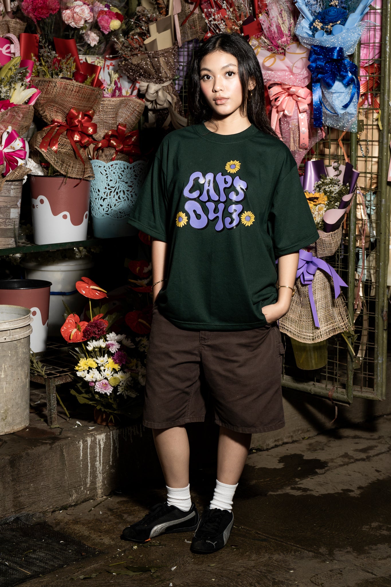 CAPS043-SUNFLOWER GREEN TEE