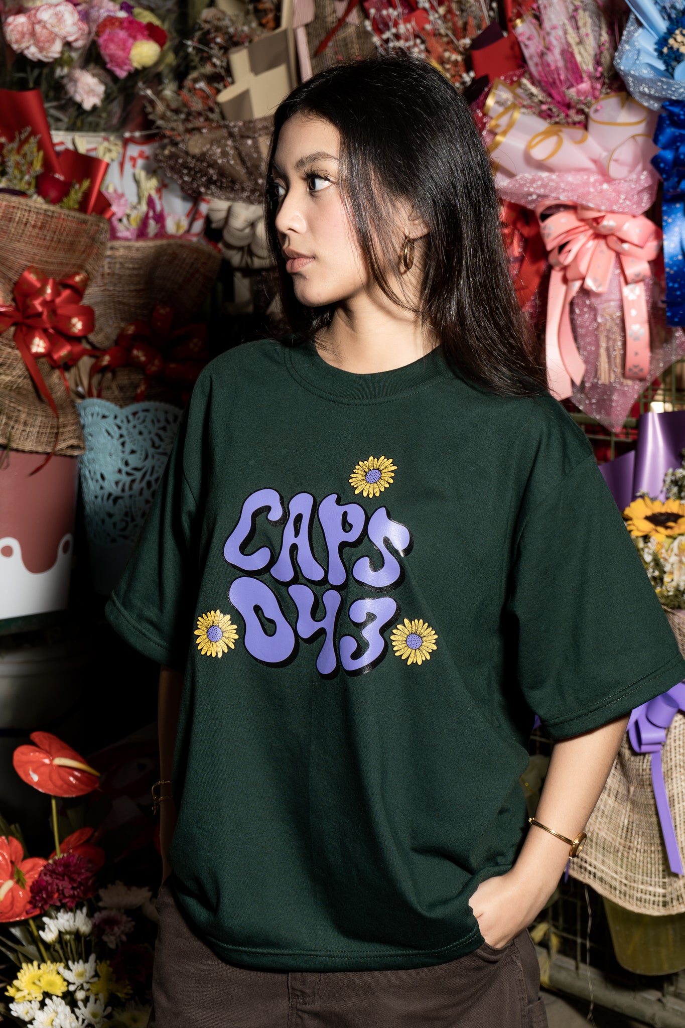 CAPS043-SUNFLOWER GREEN TEE