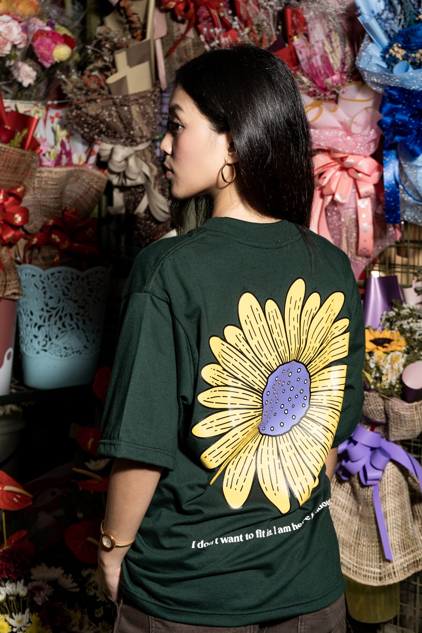 CAPS043-SUNFLOWER GREEN TEE