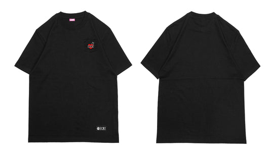 CAPS 043- EMBROIDERED POCKET TEE BLACK