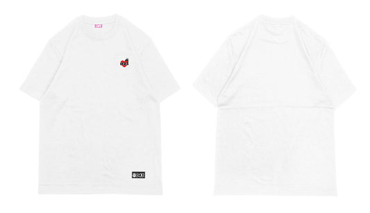 CAPS 043- EMBROIDERED LOGO POCKET TEE WHITE