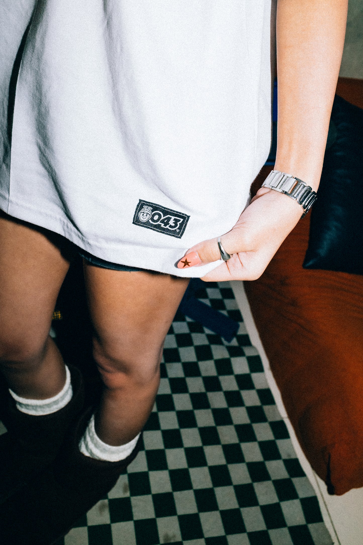 CAPS 043- EMBROIDERED LOGO POCKET TEE WHITE